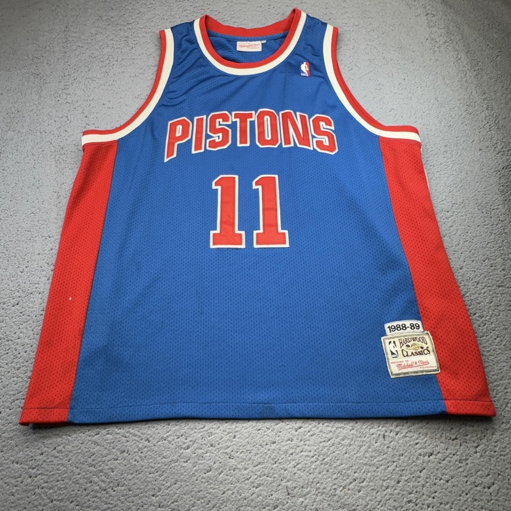 Detroit Pistons Jersey Mens 2XL XXL Blue Red NBA Isiah Thomas 11 Mitchell & Ness